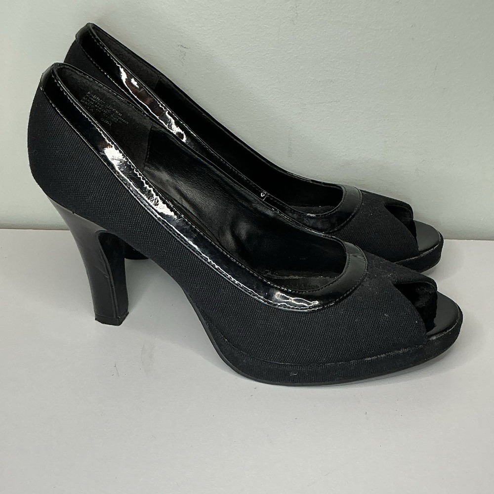 Bongo Fabric And Patent Leather Peep Toe Heels Size‎ 8.5 Office